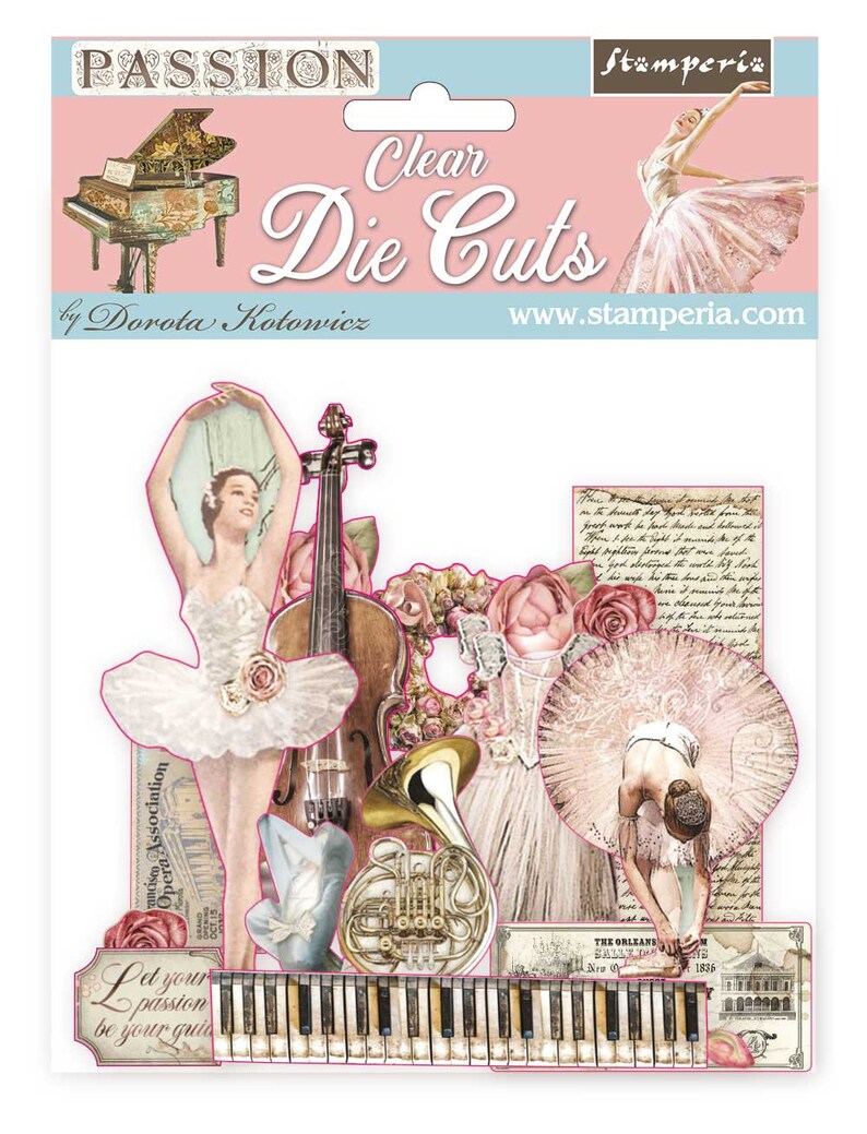 PASSION Acetate Shapes Clear Die Cuts Stamperia 45 Pieces #DFLDCP04