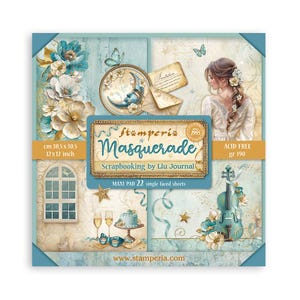 Papier de scrapbooking simple face MASQUERADE 12 x 12 Stamperia 22 pcs #SBBXLB20