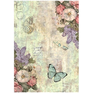 Stamperia WONDERLAND FLOWERS and BUTTERFLIES A4 Decoupage Rice Paper #DFSA4931