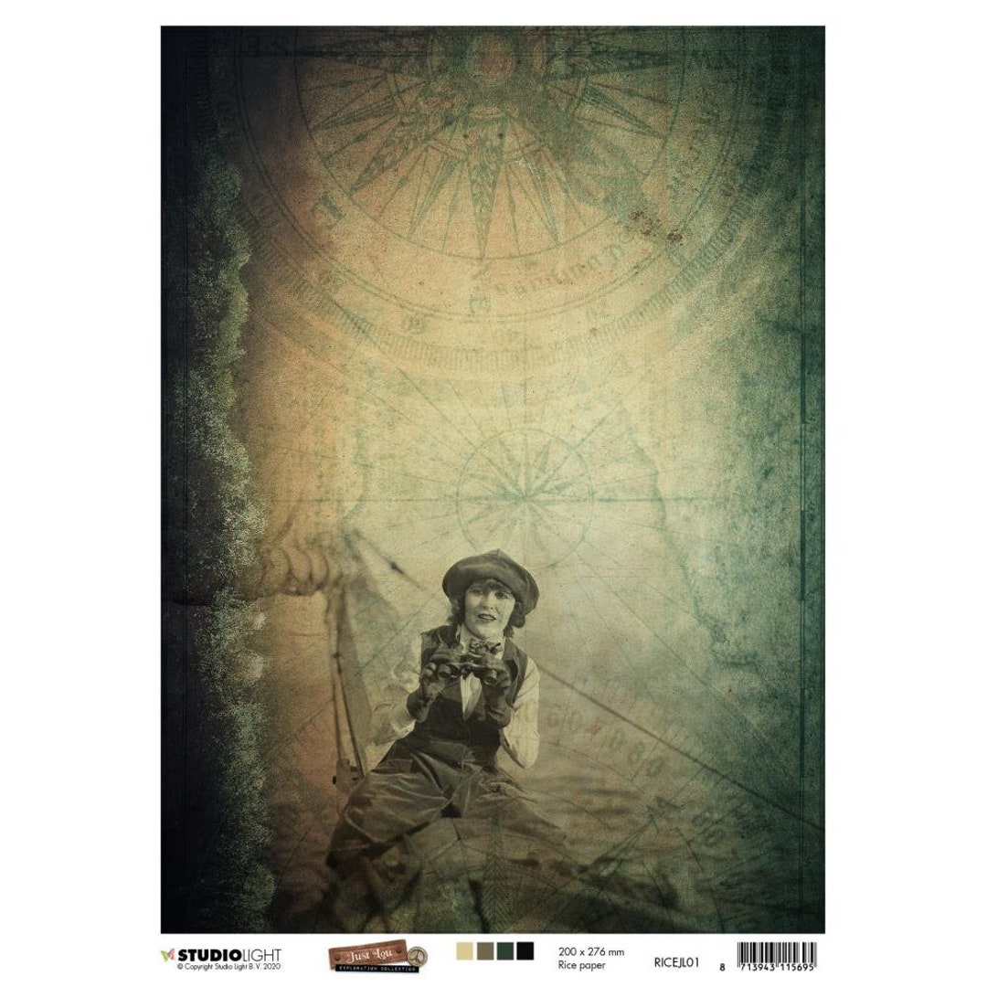 STUDIO LIGHT Decoupage Just Lou Exploration NR01 Rice Paper A4 RICEJL01