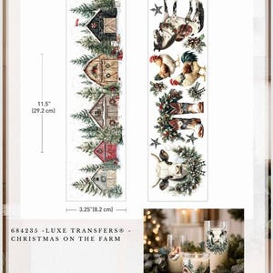 Re-design with Prima CHRISTMAS on the FARM Luxe Transfers NEW 3.25"x11.5" #684235