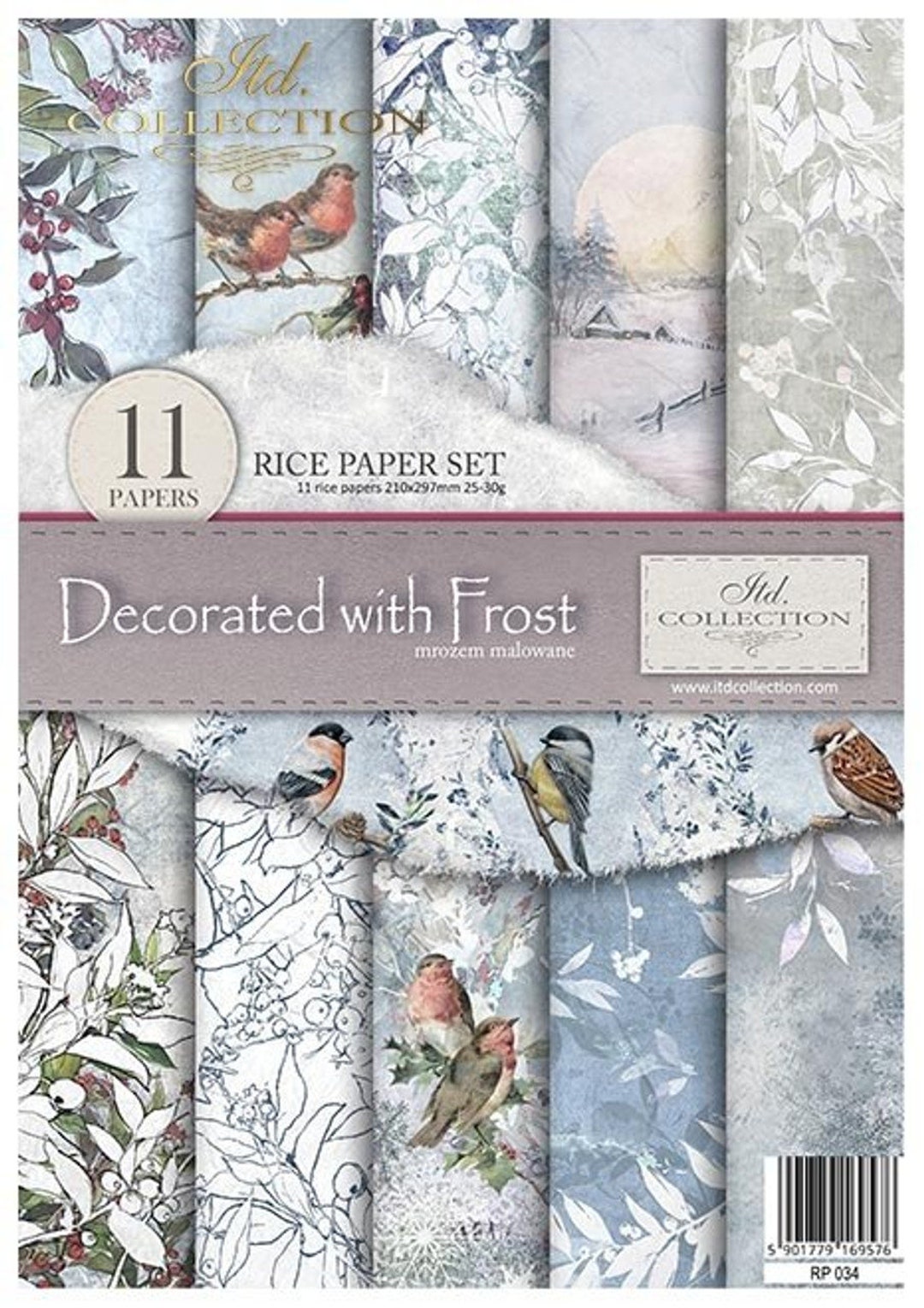 ITD Collection DECORATED With FROST A4 Rice Paper Set 11 Sheets RP034 ...