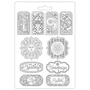 Stamperia Soft Mould A5 ALCHEMY TAGS Texture Impression #K3PTA5610