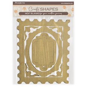 May include: A package of MDF blanks in various shapes, including a rectangular frame with a scalloped edge, an oval frame, and a smaller rectangular shape. The text "Crafty SHAPES" and "MDF BLANKS for your creative journey" are visible.
