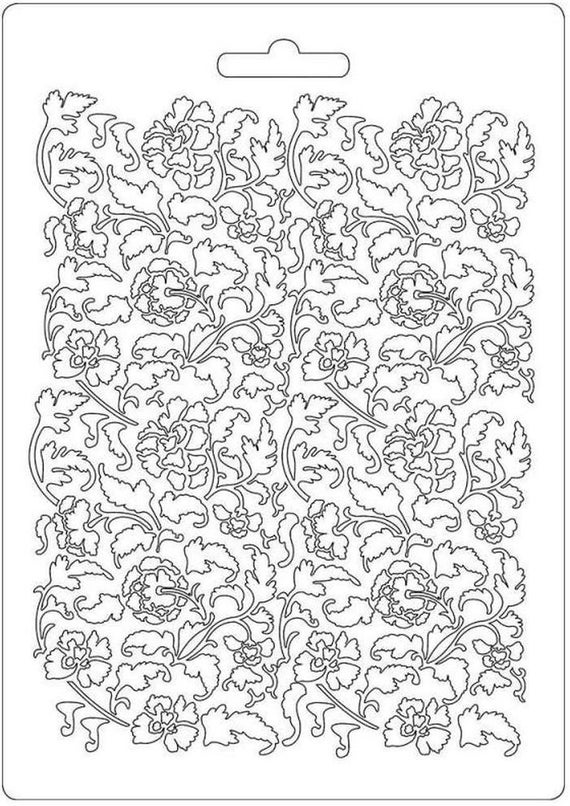 Stamperia Texture Impression A5 Soft Mould//Mold Ramage Flower Leaves K3PTA522