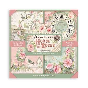 Stamperia MAISON DES ROSES 12 x 12 feuilles de scrapbooking simple face, 22 pcs #SBBXLB23