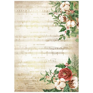 Stamperia MAISON ROMANTIQUE Pour les fêtes MUSIQUE Papier de riz pour découpage A4 #DFSA4704