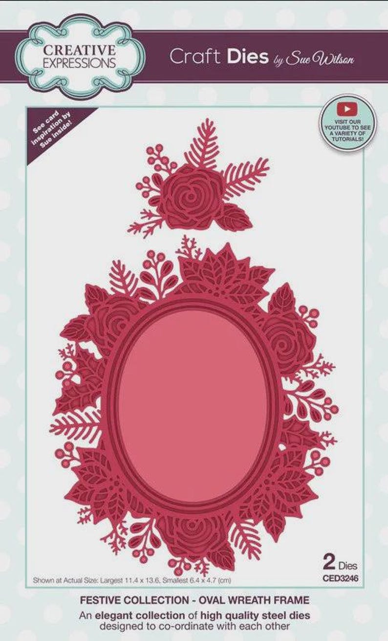 Creative Expressions Sue Wilson OVAL WREATH FRAME Craft Die #CED3246 afbeelding 2