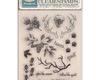 Sellos acrílicos Stamperia WHITE CHRISTMAS 14 x 18 cm #WTK245