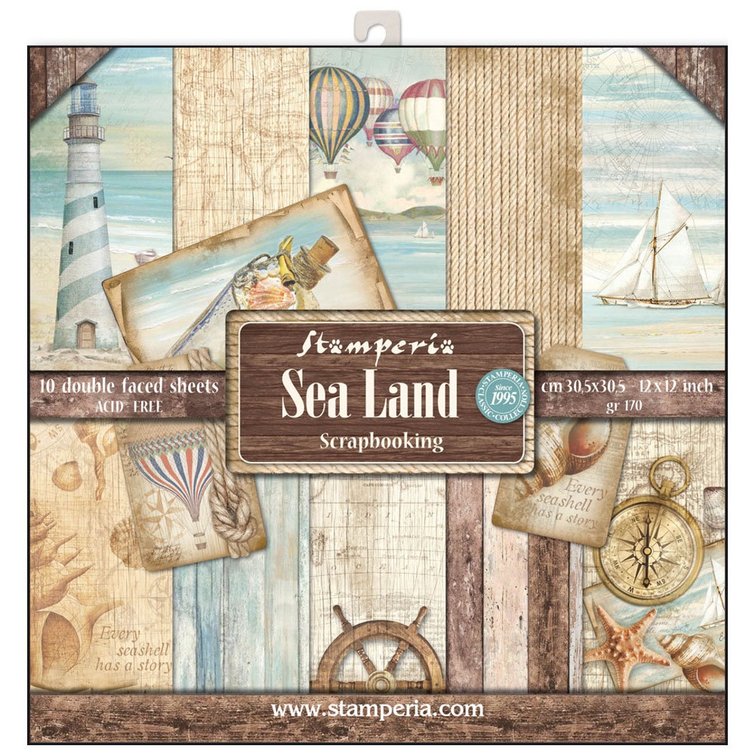 Kit Scrapbooking Stamperia Around The World 30x30cm - Papel Fabriano Sin ácido, 10 Hojas Doble Cara, Ideal Para Manualidades