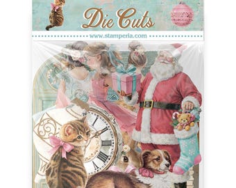 Stamperia WINTER MAGIC Figuras de cartón troqueladas navideñas rosas #DFLDC138