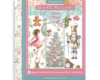 Stamperia WINTER MAGIC - Selección GRANDE para frotar 20,5 x 23 cm #DFLRBXG10