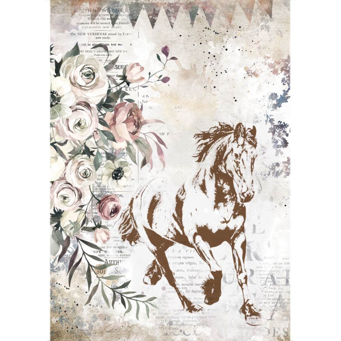 STAMPERIA Decoupage Romantic Horses RUNNING HORSE Rice Paper Etsy
