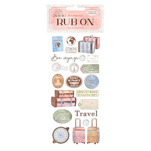 Stamperia Create Happiness Oh La La TRAVEL Rub On 4&quot; x 8.5&quot;  #DFLRB29