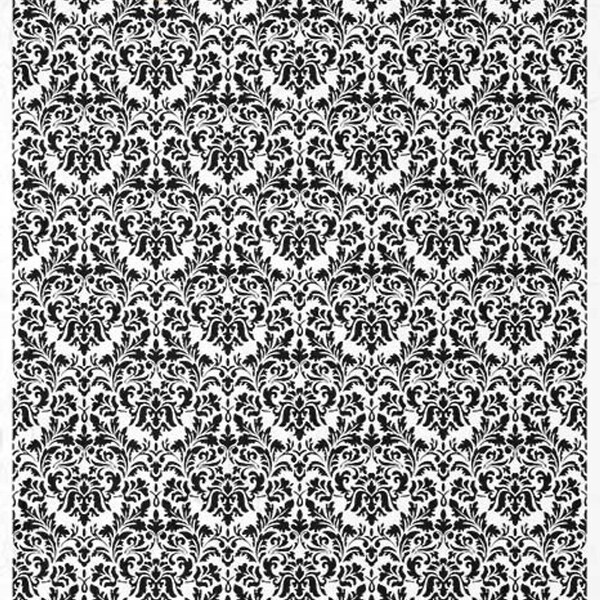 ITD Collection BLACK and WHITE Damask Pattern A4 Rice Paper - R1916