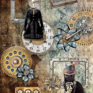 Decoupage Queen STEAMPUNK COOL CAT A4 Rice Paper DQRP_0344 (Retired)