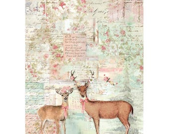 Stamperia MAGIA DE INVIERNO - CIERVO Navidad - Papel de arroz para decoupage A4 #DFSA41133