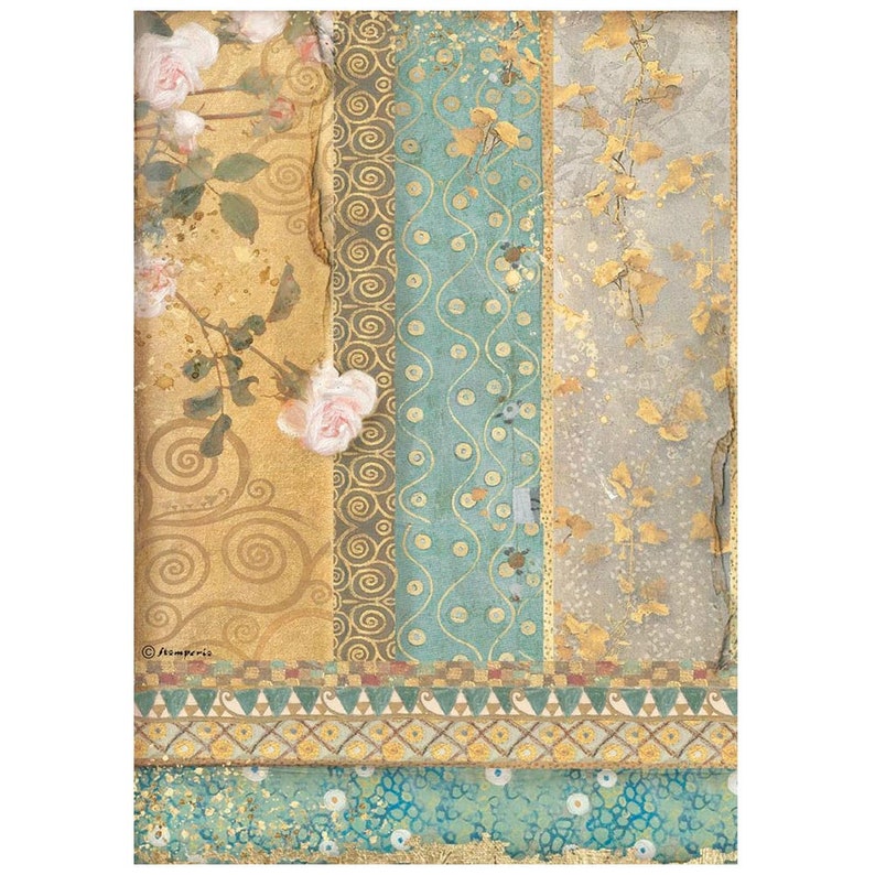 STAMPERIA Klimt GOLD ORNAMENTS Rice Paper A4 Decoupage Etsy