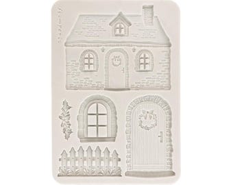 Stamperia Todo lo que necesitas para NAVIDAD - COTTAGE A5 Moldes de silicona para técnicas mixtas y resina #KACMA619