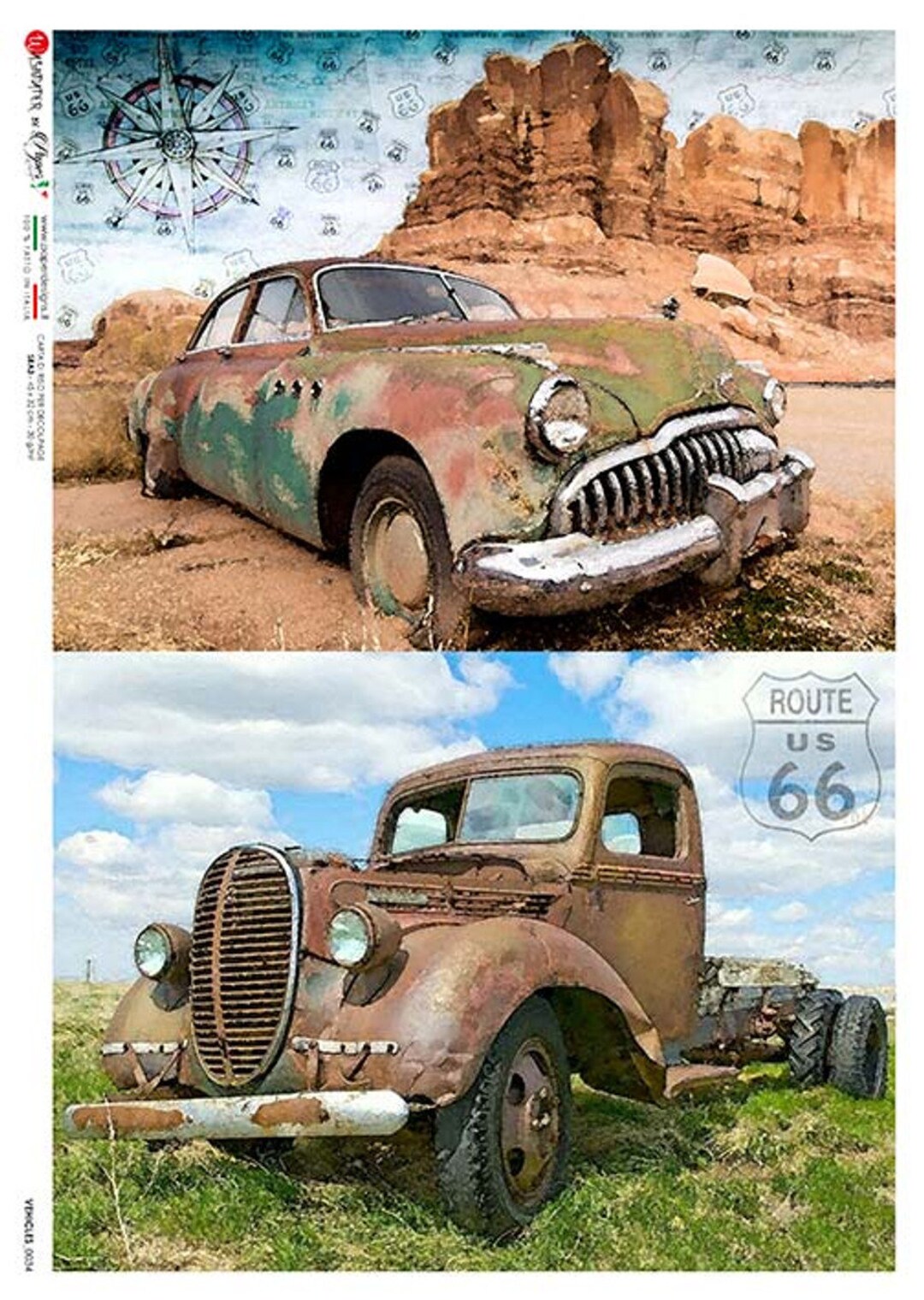 Paper Designs VINTAGE VEHICLES A4 Decoupage Rice Paper #VEHICLES 0034 ...