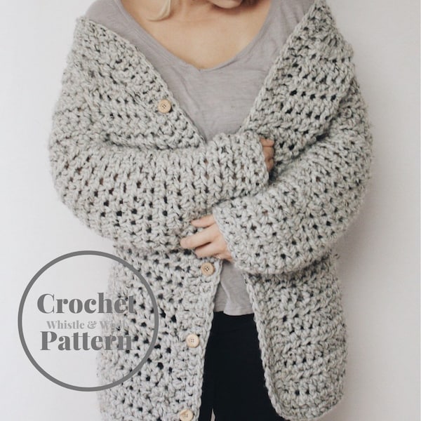 CROCHET PATTERN•Crochet Cardigan•Chunky cardigan•The Cardiff Cardigan