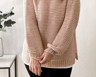 KNITTING PATTERN•Boyfriend fit, Cobble Stone Sweater.Easy Knit Sweater•beginner knit,Sizes XS-4X•Whistle and Wool