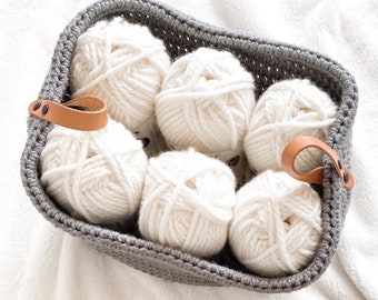 CROCHET PATTERN•crochet bag,bulky yarn, yarn basket, storage basket,Portland Basket-Whistle and Wool