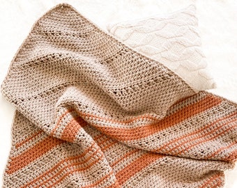 Pumpkin Spice Blanket, CROCHET PATTERN, easy crochet blanket, worked on the bias, beginner friendly, chunky blanket, Whistle and Wool