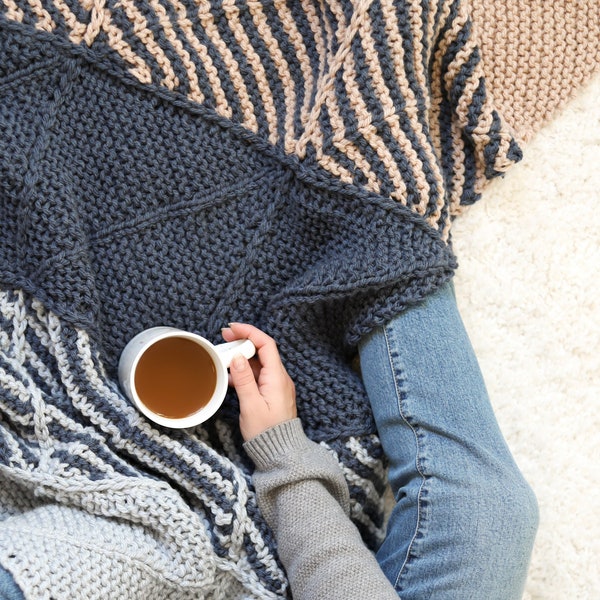 KNITTING PATTERN • My Favorite Throw • beginner knit, Granny Square style blanket • Whistle and Wool