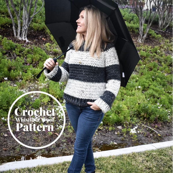 CROCHET PATTERN•Crochet Sweater•S, (M), L, (XL), 2X, (4X)•Chunky Sweater•Seamless•The Notting Hill Sweater