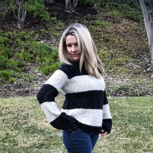 KNITTING PATTERNKnit SweaterAdult: S, M, L, XL, 2X, 4X Sweater PatternStripe SweaterEasy KnitThe Chelsea Sweater image 6