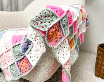 Watercolor Crochet Blanket Pattern • Easy Square Design (PDF Pattern)