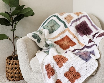 Granny Square Crochet Blanket Pattern, Quilt Illusion (PDF Pattern)