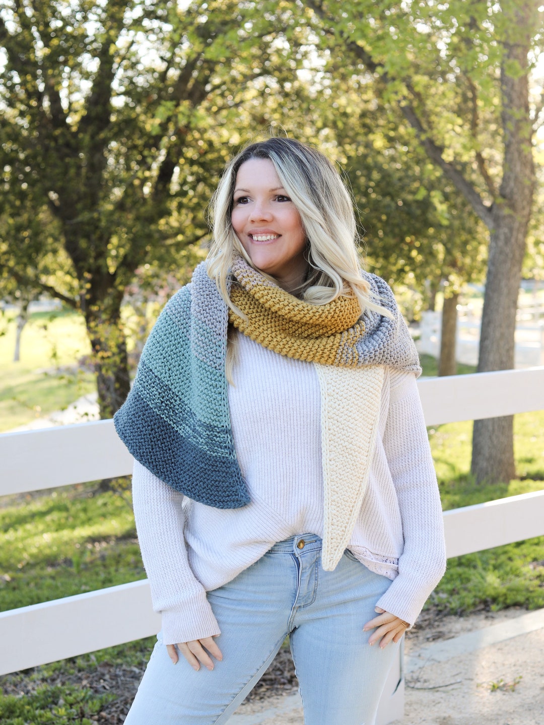 Fade Into You Shawl Knitting Pattern: Beginner Knit (PDF Pattern