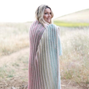 Rainbow Flow Throw KNITTING PATTERN easy knit blanket, cotton and baby yarn throw, very soft and comfy, Whistle and Wool image 8