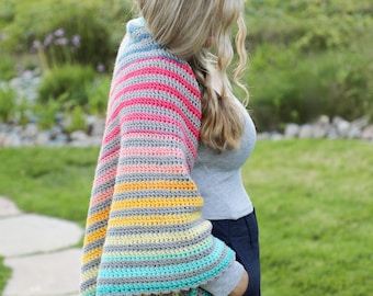 CROCHET PATTERN• Horizon Wrap, Worsted Weight yarn, easy texture repeats -Whistle and Wool