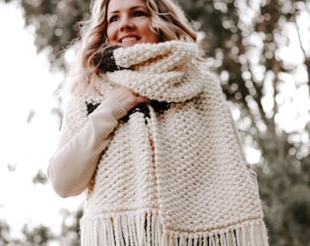 KNITTING PATTERN•Ashby Scard, Seed Stitch Texture, simple colorwork, one size, oversize wear•Whistle and Wool