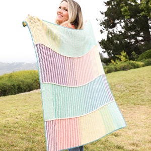 Summer Flow Throw • CROCHET PATTERN • easy crochet blanket, cotton and acrylic yarn throw, very soft and comfy, Whistle and Wool