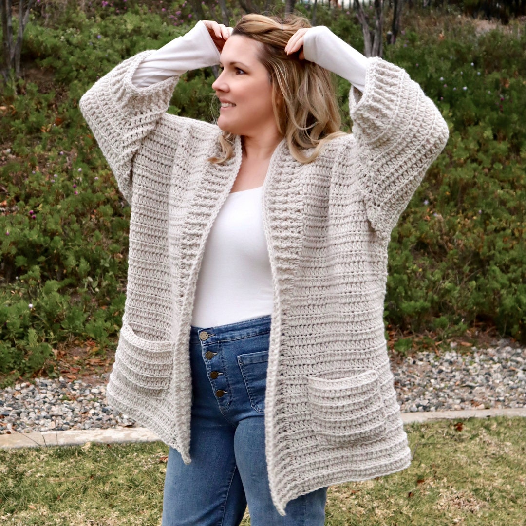 CROCHET PATTERN Amesbury Cardigan, Crochet Cardigan, Fits Adult XS-4X ...