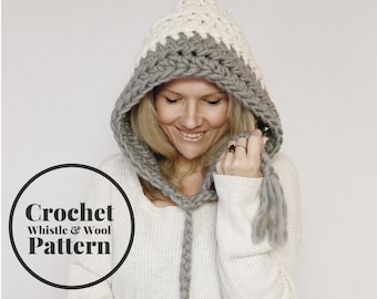 CROCHET PATTERN•Crochet Hood•Crochet Hat•DIY Hood•Pixie Hood•The Adlington Hood