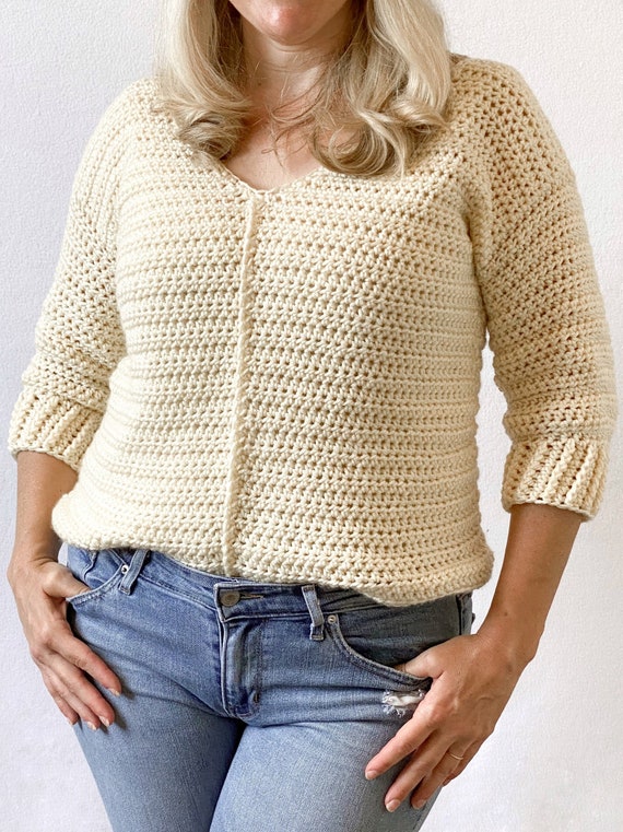 CROCHET Patternnew Haven Sweater.easy Crochet Sweater V-neck | Etsy