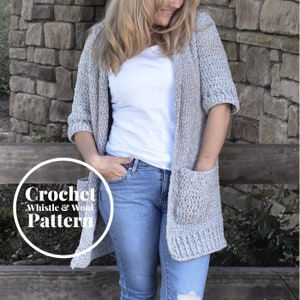 CROCHET PATTERNBedford Crochet cardigan,Sizes XS/S-4XVelvet cardigancozy cardiganWhistle and Wool image 1