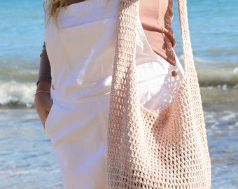 CROCHET PATTERN• Vacay Tote, 3hrs to make, easy mesh crochet beach tote, beginner level - Whistle and Wool