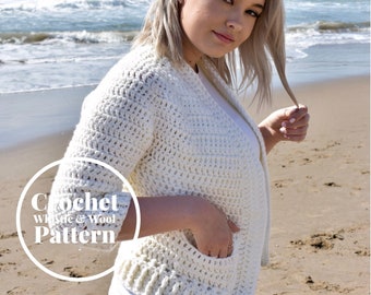 CROCHET PATTERN•Alloa Cardigan•Crochet cardigan•easy cardigan pattern•Sizes XS/S-4X•Summer Cardigan•Cozy Cardigan•Whistle and Wool