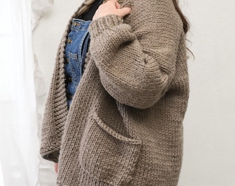 Stone Cardigan KNITTING PATTERN • Oversized Knit with Pockets (XS-5X)