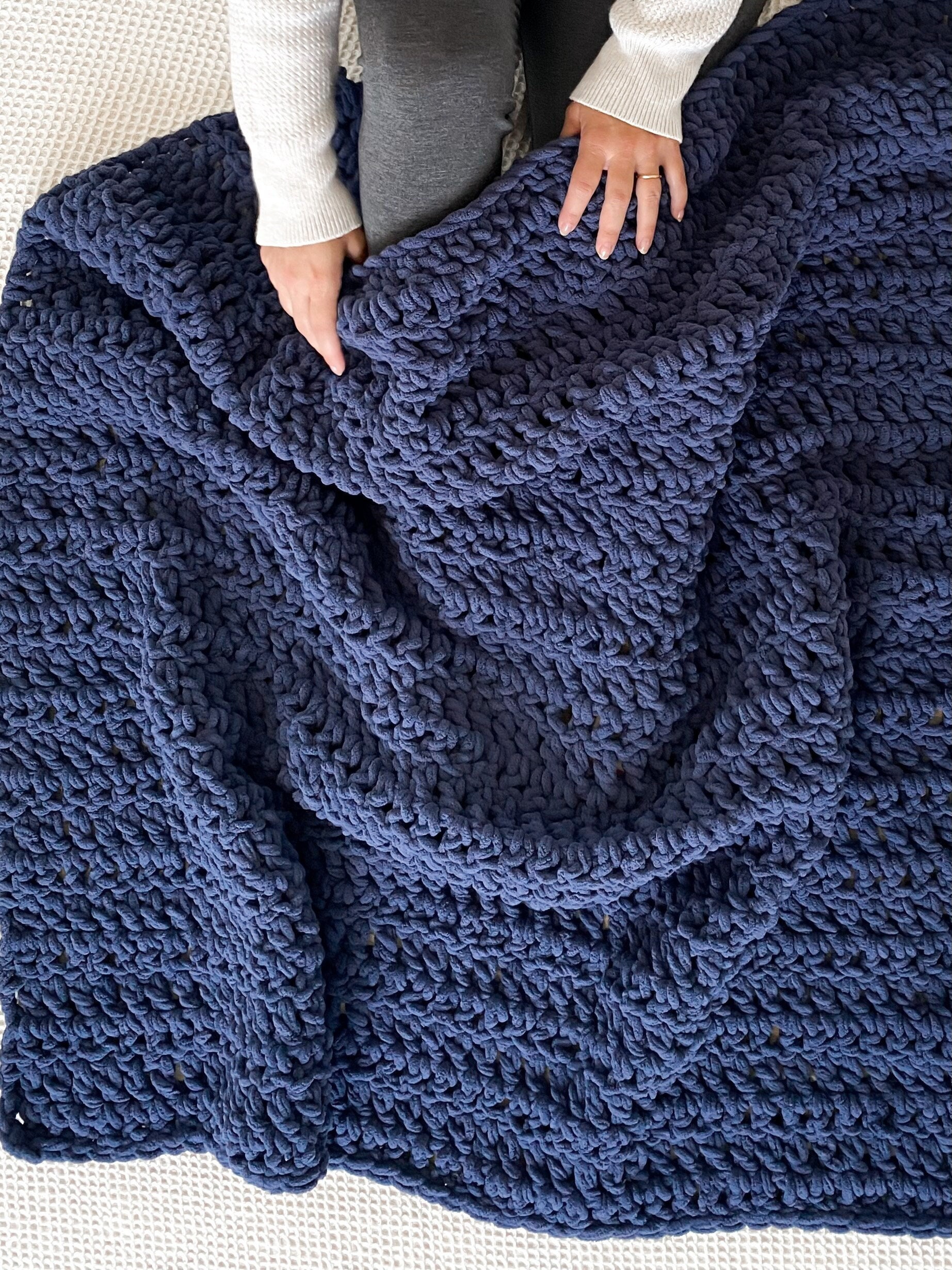 This blanket is very fast to crochet as it uses super chunky yarn and a  large crochet…