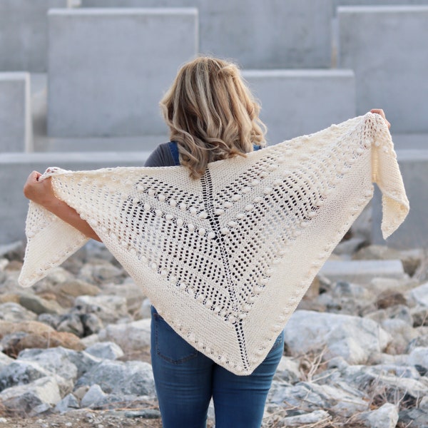 KNIT PATTERN• Summer Rose Shawl, oversize knit shawl, easy knit texture, light weight with drape •Whistle and Wool