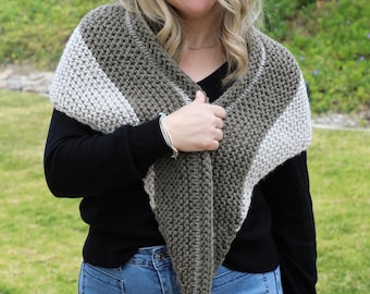 KNITTING PATTERN• Juniper Shawl, bulky knit shawl, easy striping, beginner friendly •Whistle and Wool