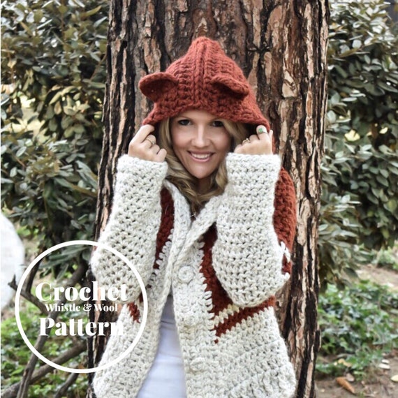 Coventry Fox Sweater Crochet Pattern, Chunky Yarn (PDF Pattern)