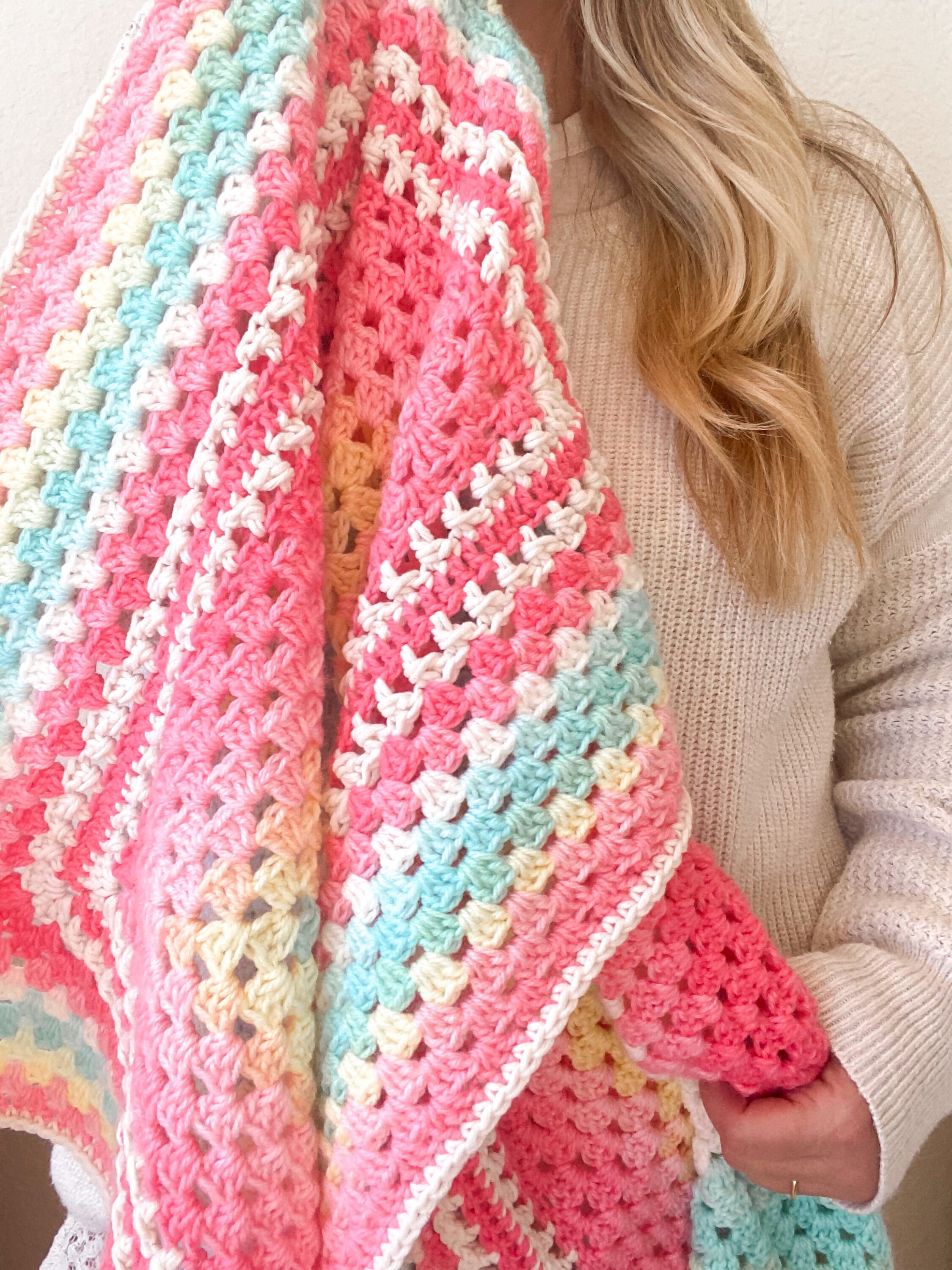 Rainbow Daze Blanket, CROCHET PATTERN, Granny Square Blanket